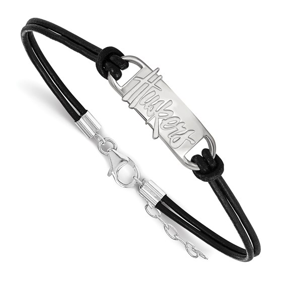 Sterling Silver University of Nebraska Leather Bracelet Sterling Silver University of Nebraska Leather Bracelet