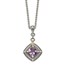 Sterling Silver w/ 14K Accent Amethyst & Diamond Dangle Necklace