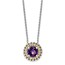 Sterling Silver w/14K Accent Amethyst Round Chain Slide Necklace