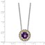 Sterling Silver w/14K Accent Amethyst Round Chain Slide Necklace