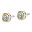 Sterling Silver w/14k Accent Aquamarine Square Stud Earrings