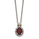 Sterling Silver w/ 14K Accent Garnet Necklace - 18 in.