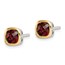 Sterling Silver w/14k Accent Garnet Square Stud Earrings