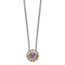 Sterling Silver w/ 14K Accent Pink Quartz Slide - 18 in.