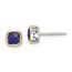 Sterling Silver w/14k Accent Sapphire Square Stud Earrings