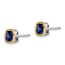 Sterling Silver w/14k Accent Sapphire Square Stud Earrings