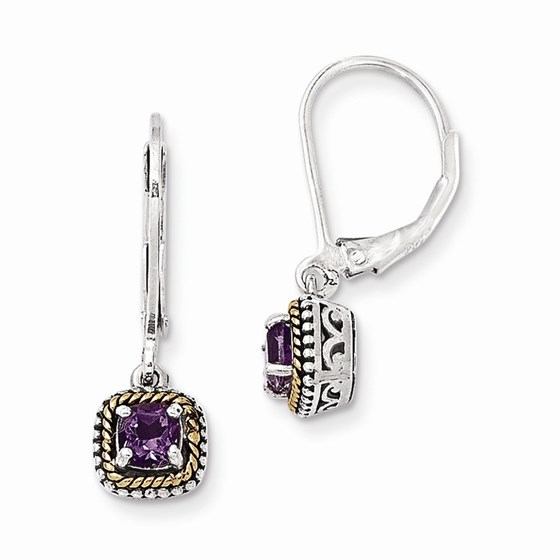 Sterling Silver w/14k Amethyst Earrings