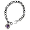 Sterling Silver w/14k Amethyst Heart Link Bracelet
