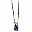 Sterling Silver w/14k Amethyst & Peridot Necklace