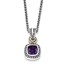 Sterling Silver w/14k Antiqued Amethyst Square Necklace