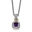 Sterling Silver w/14k Antiqued Amethyst Square Necklace