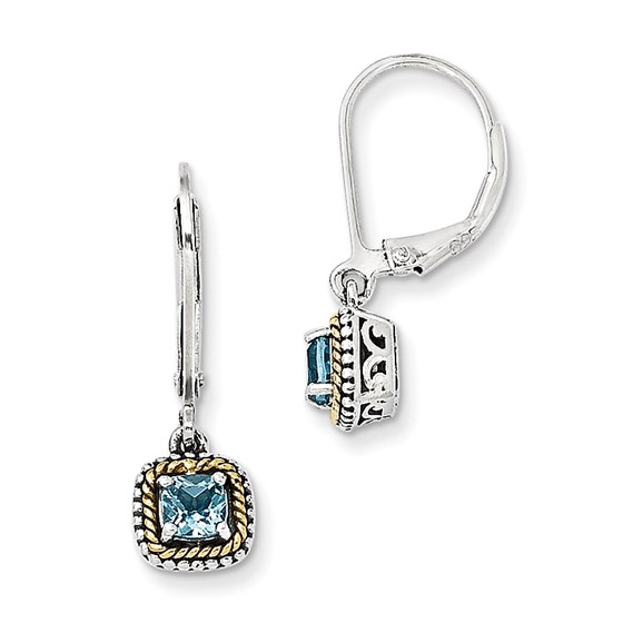 Sterling Silver w/14k Blue Topaz Earrings