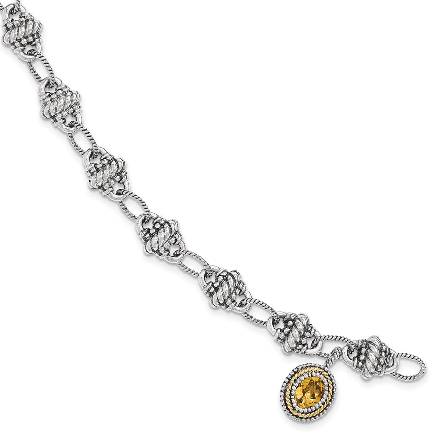 Sterling Silver w/14k Citrine Bracelet