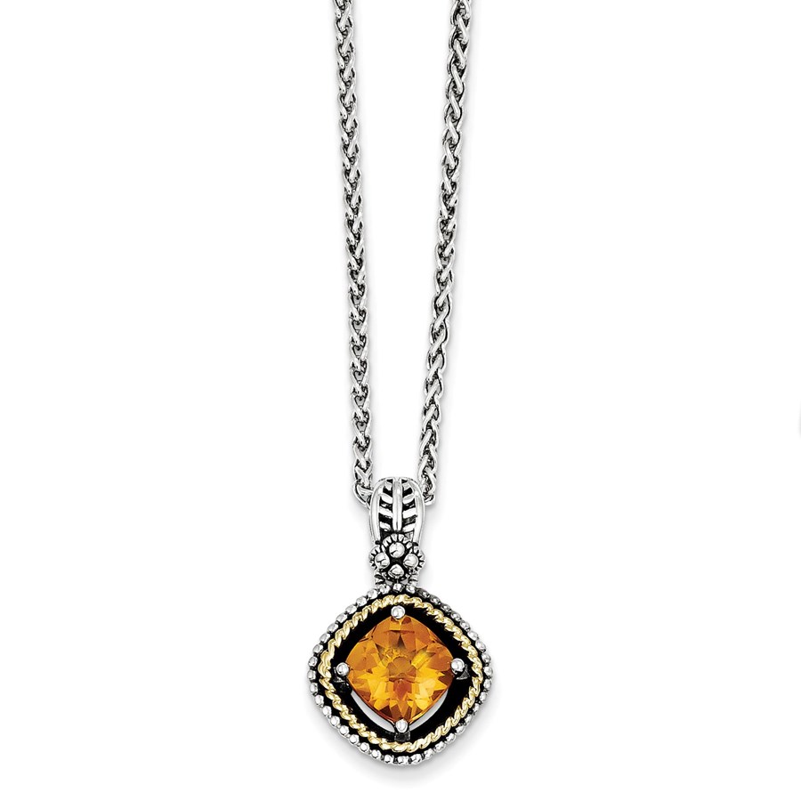 Sterling Silver w/14k Citrine Necklace