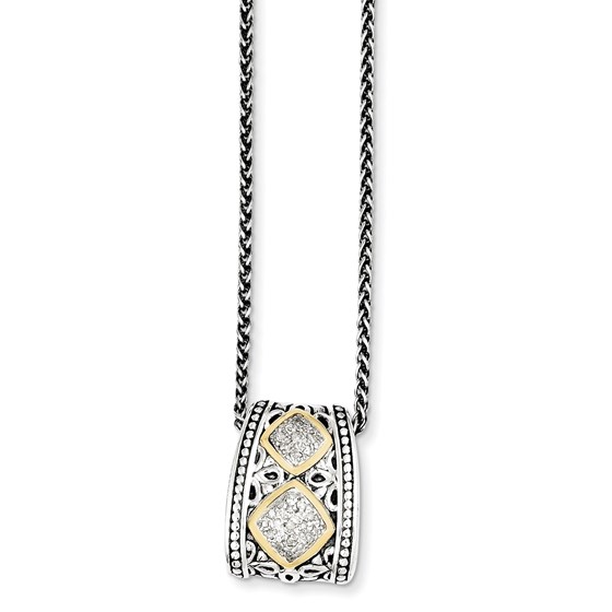 Sterling Silver w/14k Diamond Pendant Necklace