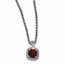 Sterling Silver w/14k Garnet Necklace (Square)