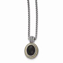 Sterling Silver w/14k Gold & Black Onyx Necklace