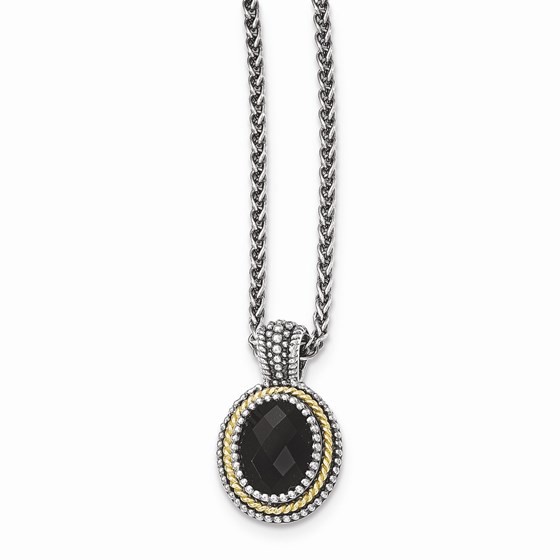 Sterling Silver w/14k Gold & Black Onyx Necklace Sterling Silver w/14k Gold & Black Onyx Necklace