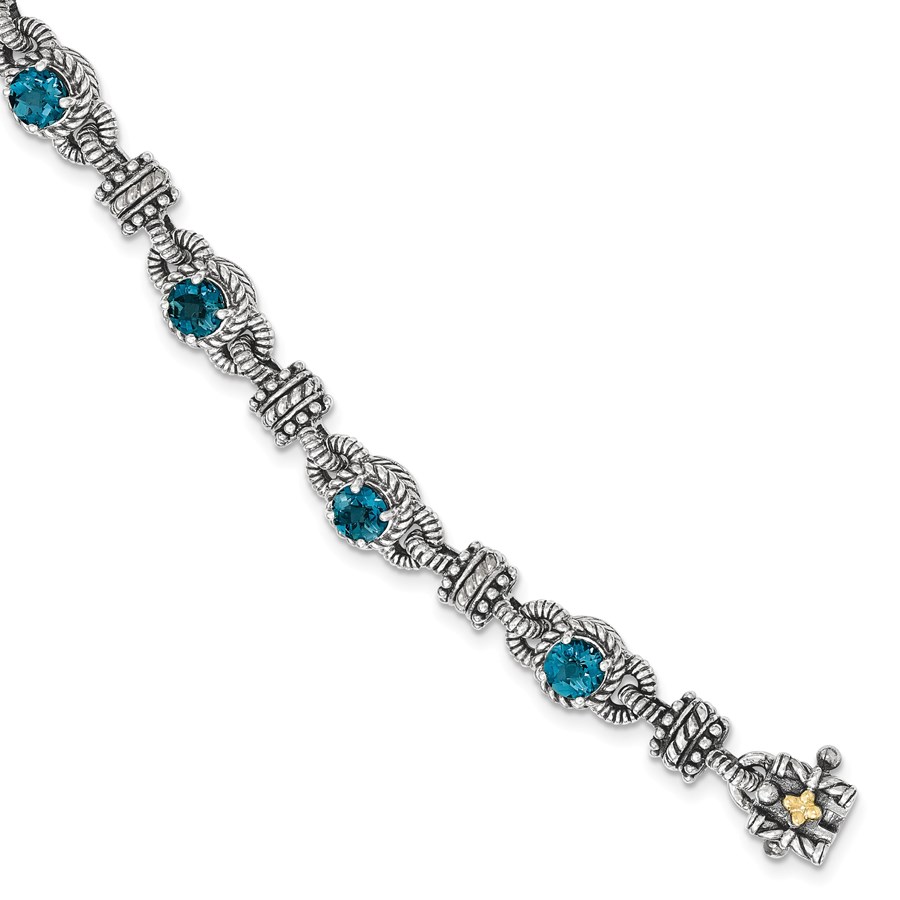 Sterling Silver w/14k London Blue Topaz Bracelet