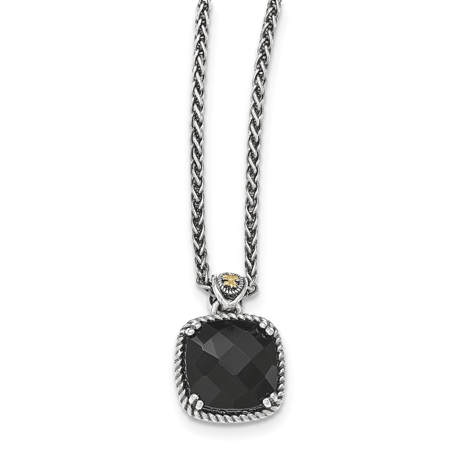 Sterling Silver w/14k Onyx Necklace