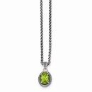 Sterling Silver w/14k Peridot Oval Necklace