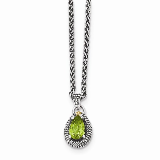 Sterling Silver w/14k Peridot Pear Shaped Necklace Sterling Silver w/14k Peridot Pear Shaped Necklace