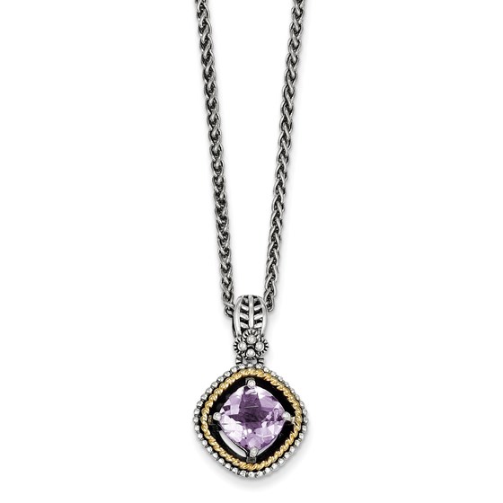 Sterling Silver w/14k Pink Quartz Necklace