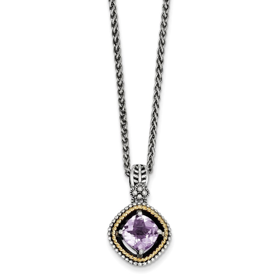 Sterling Silver w/14k Pink Quartz Necklace