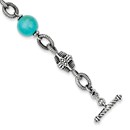 Sterling Silver w/14k Reconstructed Turquoise Bracelet (hex)