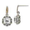 Sterling Silver w/14k Yellow Gold Polished White Topaz Earrings