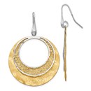 Sterling Silver Yellow/White D/C Scratch-finish Earrings - 51 mm