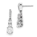 Sterling Silver & Zirconia 3 Stone Dangle Earrings