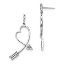Sterling Silver Zirconia Brilliant Embers Arrow Heart Earrings