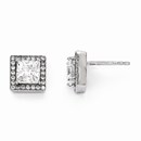 Sterling Silver Zirconia Brilliant Embers Square Post Earrings