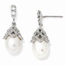 Sterling Silver & Zirconia Cultured Pearl Dangle Earrings