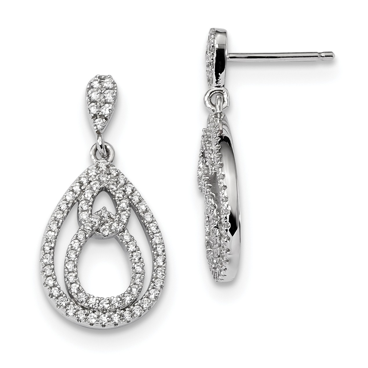 Women's 925 Silver Plated Zircon Earrings - Stud Hoop Dangle Style, Simulated Stone