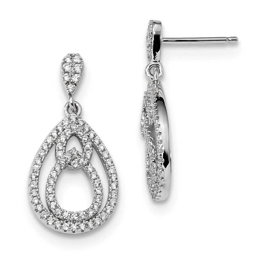 Buy Sterling Silver & Zirconia Dangle Earrings (25 mm) APMEX