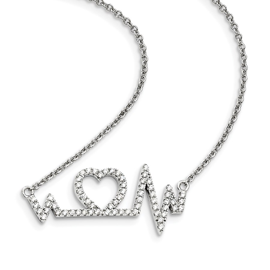 Sterling Silver & Zirconia Heart Necklace