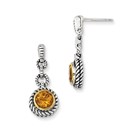 Sterling Silvertone Flash Plated Citrine Earrings