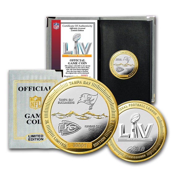 Super Bowl LV Official 2-Tone Flip Coin - Buccaneers vs. Chiefs Super Bowl LV Official 2-Tone Flip Coin - Buccaneers vs. Chiefs