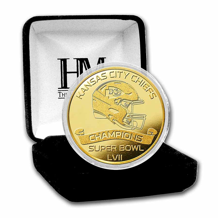 Buy Super Bowl LVII Champions Gold Gilded Coin Kansas City Chiefs APMEX