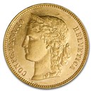 Switzerland Gold 20 Francs Helvetica (1883-1896) BU