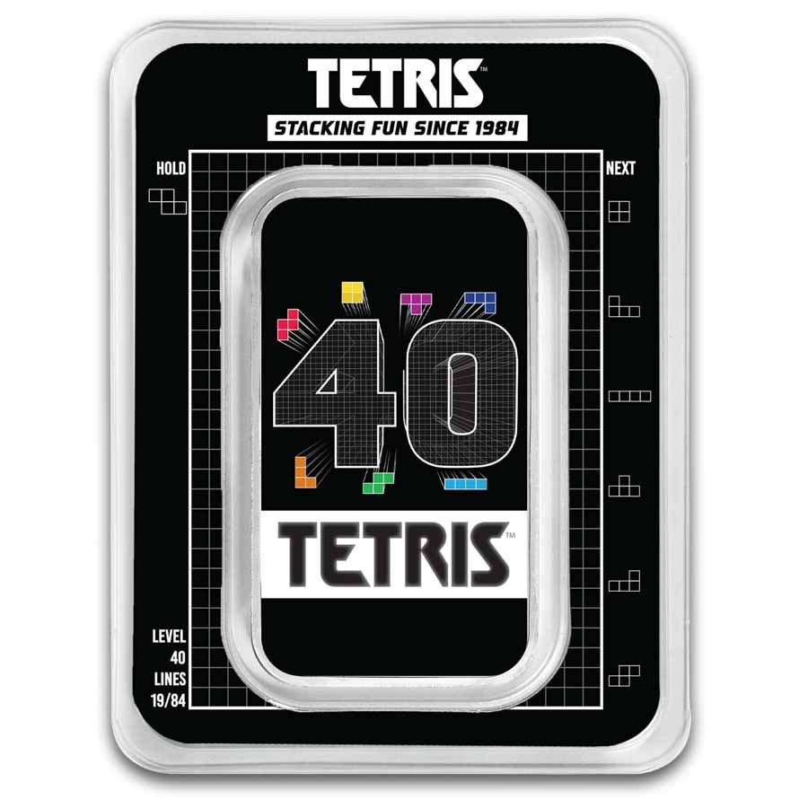 Tetris™ 1 oz Silver 40th Anniversary Colorized Bar in TEP