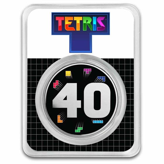 Tetris™ 1 oz Silver 40th Anniversary Colorized Round in TEP