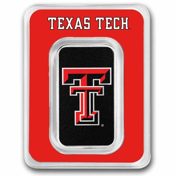 Texas Tech University 1 oz Silver Colorized Bar (in TEP)