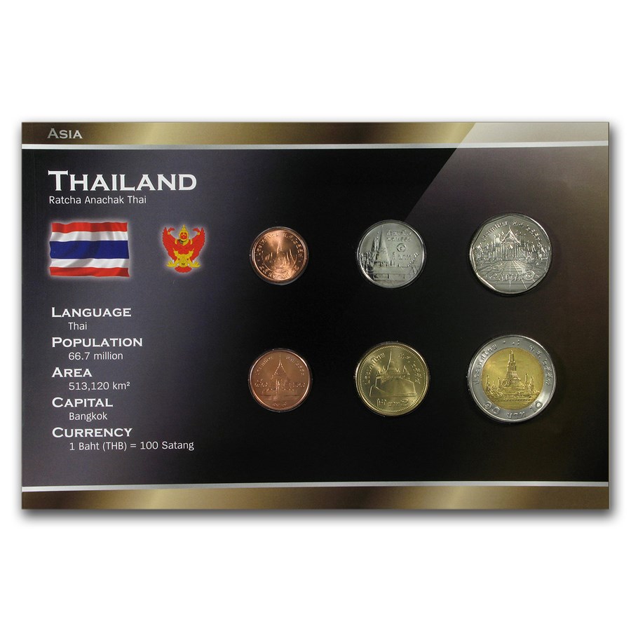 Thailand 25 Satang - 10 Baht 6-Coin Set BU