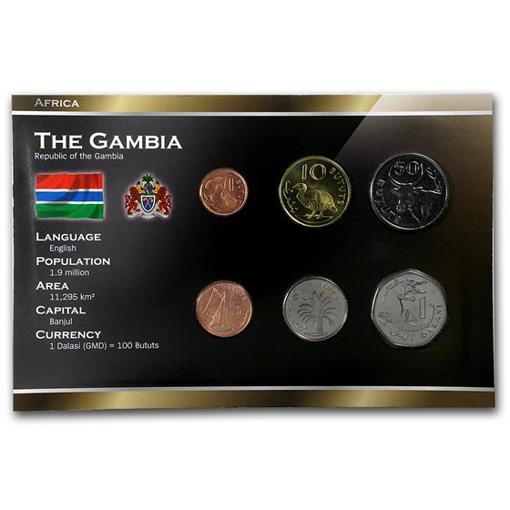 The Gambia 1 Butut-1 Dalasi 6-Coin Set Unc