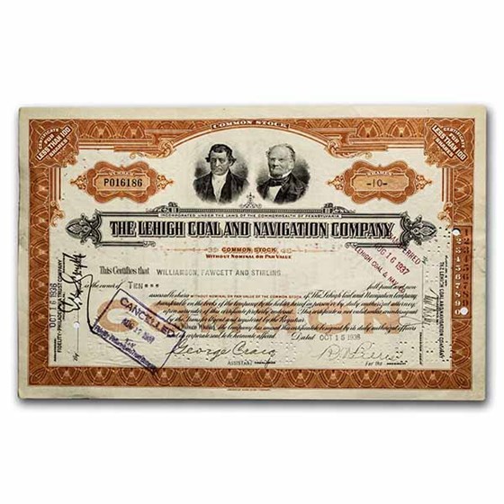 The Lehigh Coal and Navigation Company Stock Certificate (Orange) The Lehigh Coal and Navigation Company Stock Certificate (Orange)