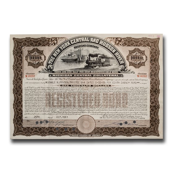 The New York Central and Hudson River Railroad Company Bond The New York Central and Hudson River Railroad Company Bond