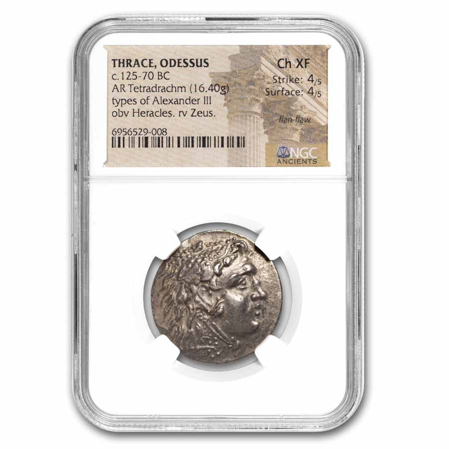 Thrace Odessus AR Tetradrachm Alexander III (125-70 BC) CH XF NGC